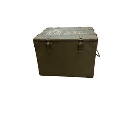 Wooden chest with metal clasps, the top marked 'Chest CY-154/TPX-1 Serial No.878 CAFQ .....' H30cm, W41cm