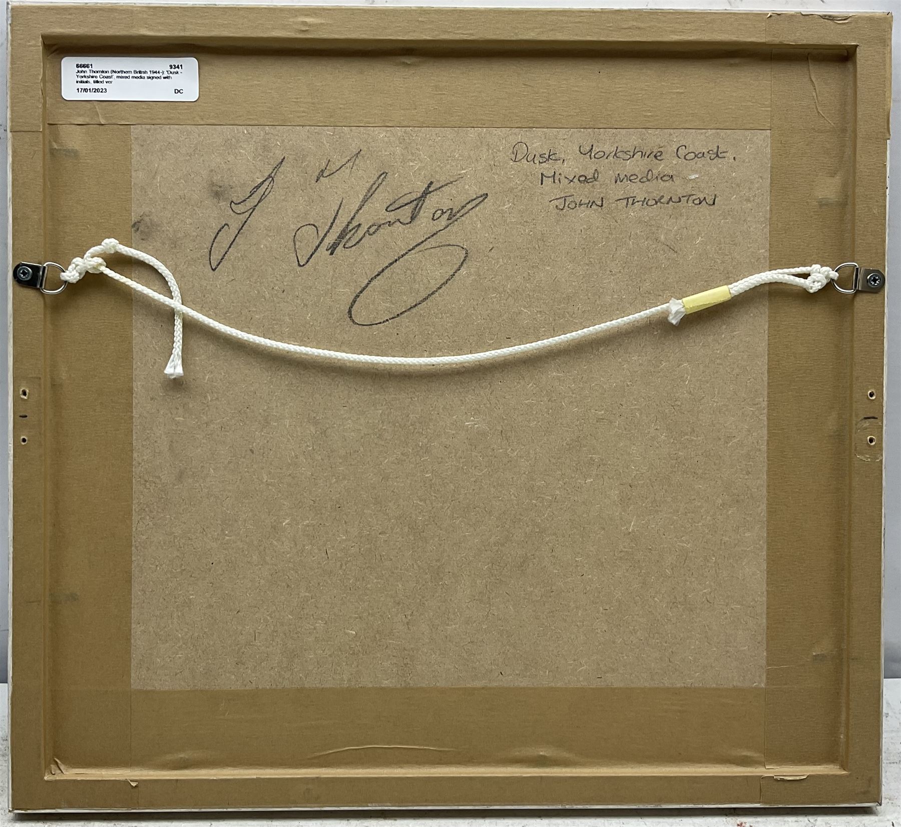 John Thornton (Northern British 1944-): 'Dusk - Yorkshire Coast', mixed media signed with initials, titled verso 15cm x 17.5cm