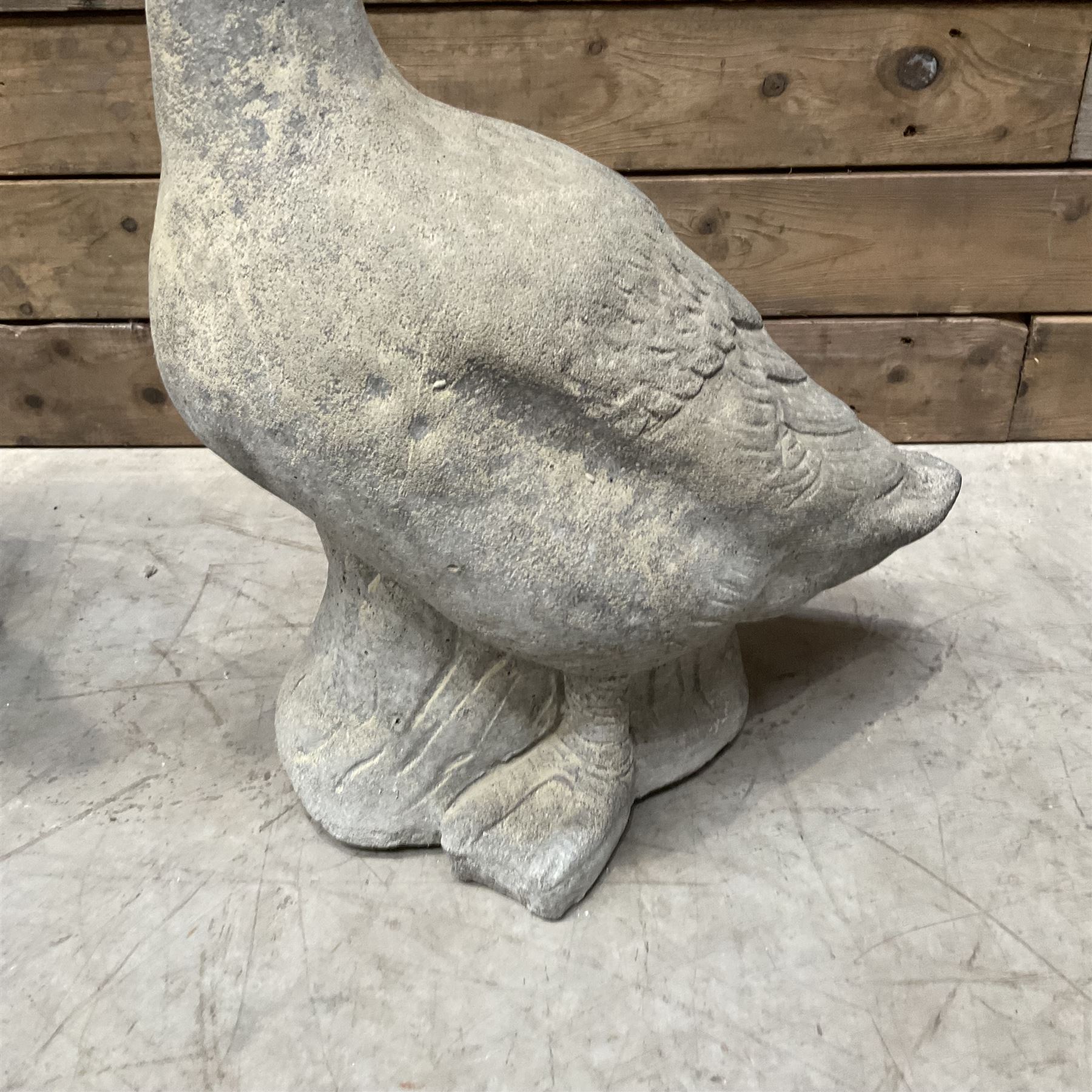 Pair of cast stone garden geese