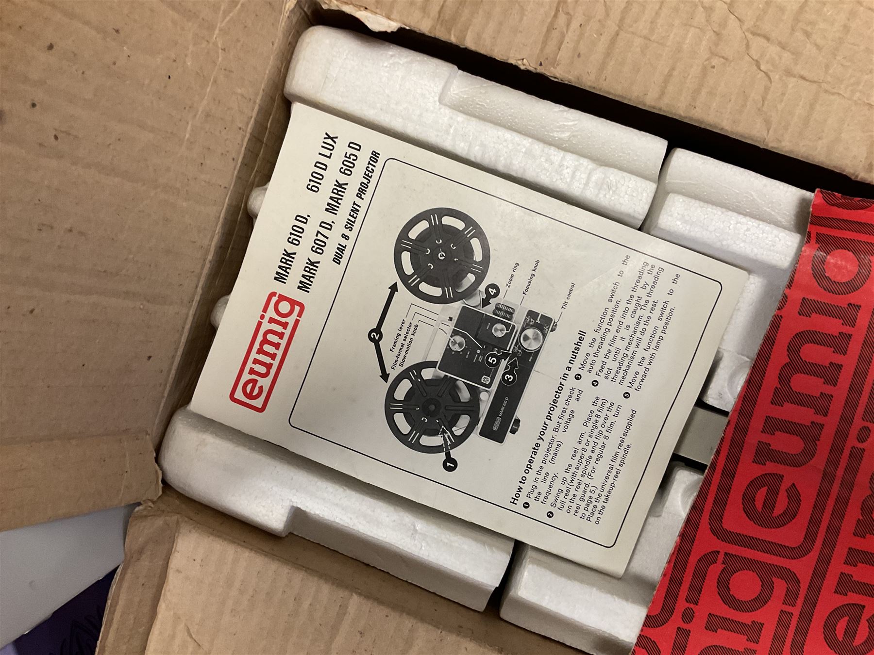 Eumig 607 D film projector in box, together with Durst C65 enlarger