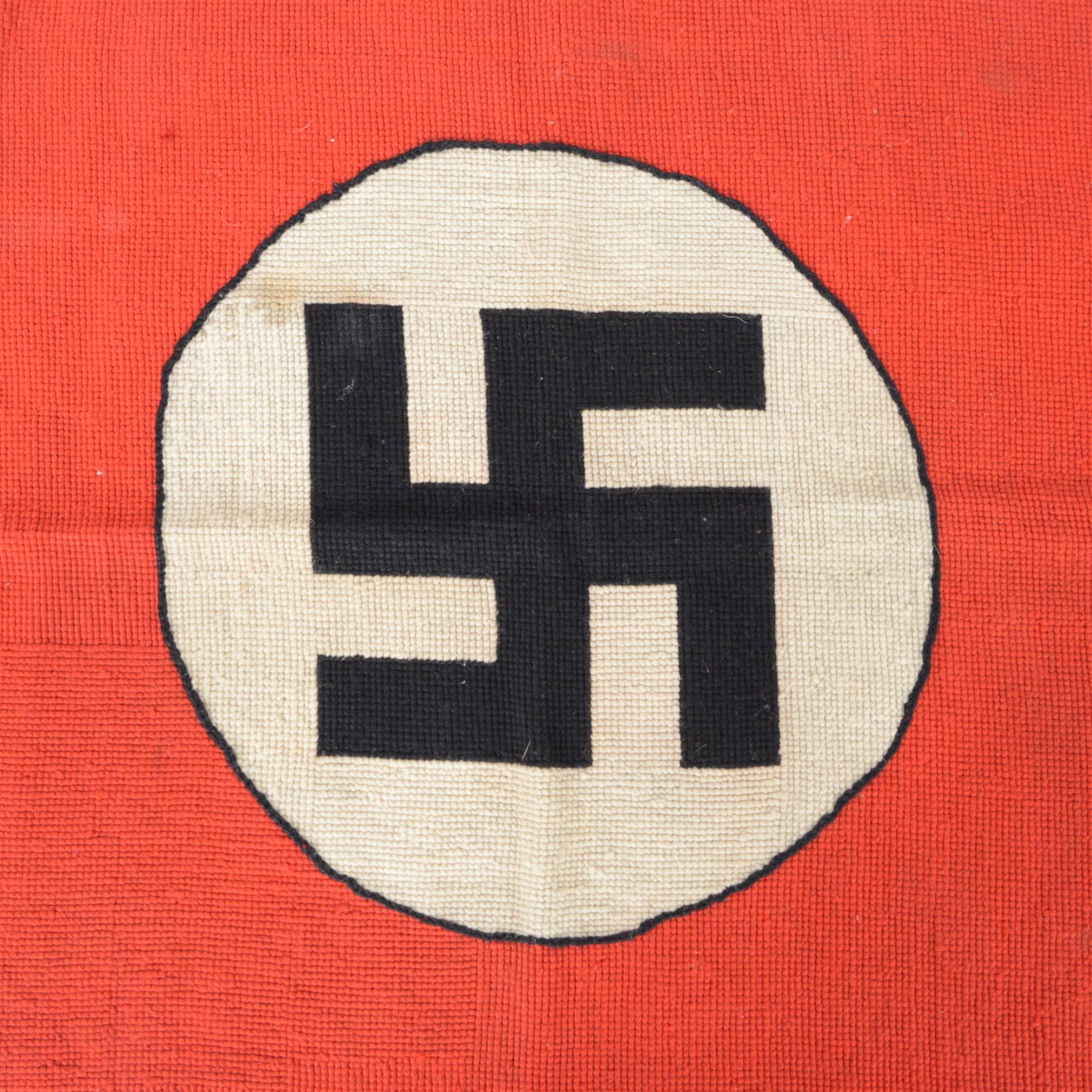 Third Reich NSDAP Nazi Party flag, hand crocheted unfinished, H54cm W53cm