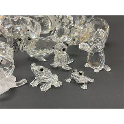 Twenty nine Swarovski Crystal animals, to include koala and baby, in frosted tree branch, elephants, polar bears, squirrel, monkeys, panda, unicorn and snails, etc 