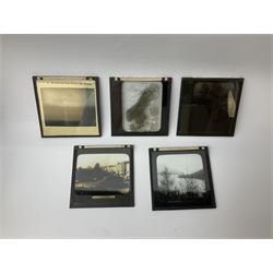 Collection of magic lantern slides, in two wooden boxes, approximately 46 slides of Norway and approximately 35 microscopic slides  