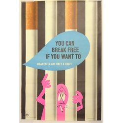  1960s Health & Safety Posters - 'Keep Flu to Yourself', 75cm x 50cm, 'Sweets or Drugs', 'It Doesn't Pay to Smoke' & two other quit smoking poster issued by the Ministry of Health (5)  
