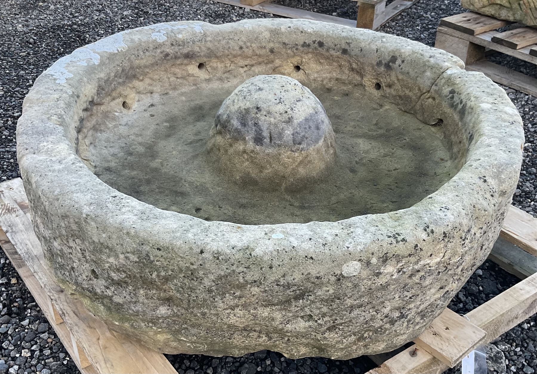 19th century hat top carved stone circular trough - THIS LOT IS TO BE COLLECTED BY APPOINTMENT FROM DUGGLEBY STORAGE, GREAT HILL, EASTFIELD, SCARBOROUGH, YO11 3TX
