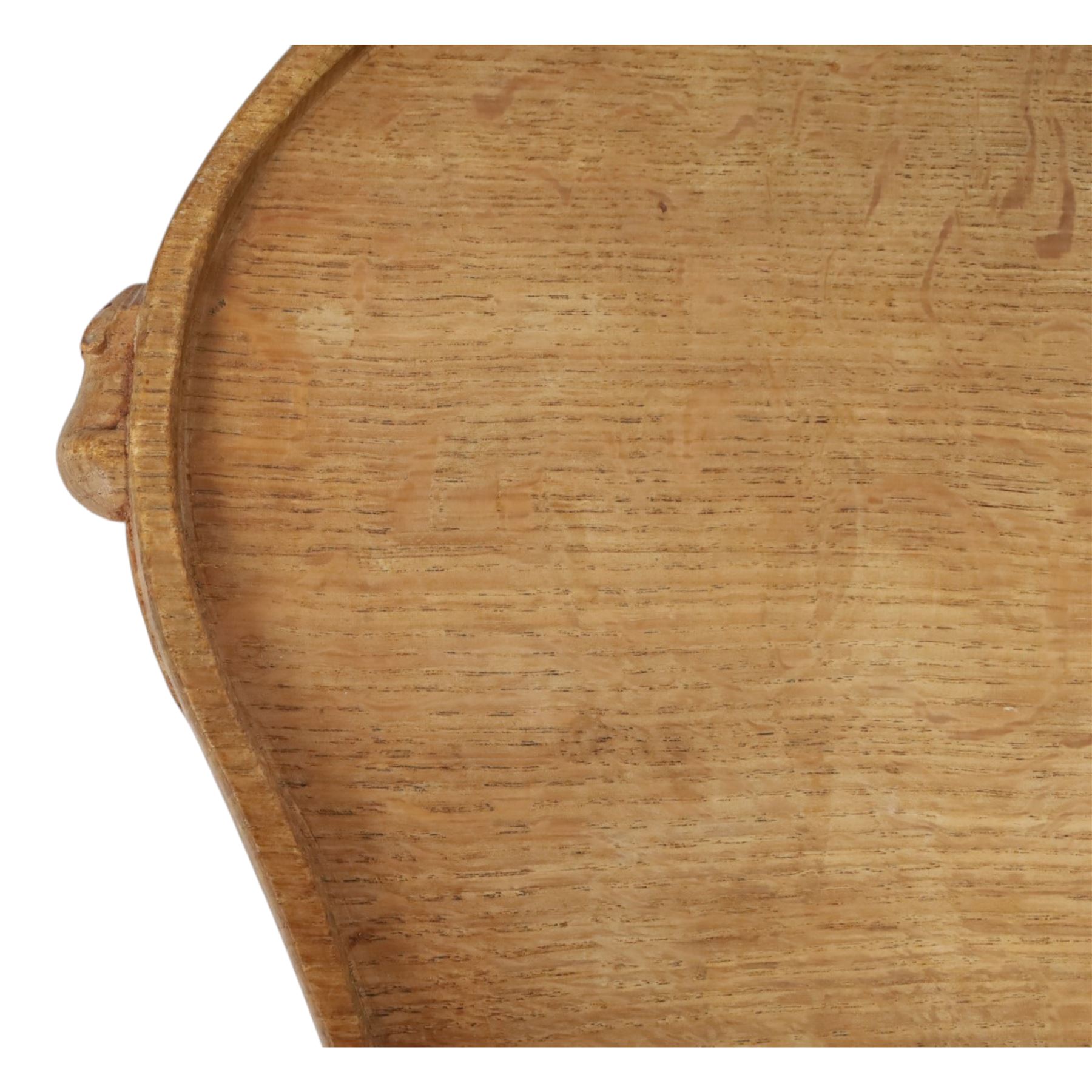Mouseman -  oak kidney shaped tea tray, with twin carved mouse signature handles, by the workshop of Robert Thompson of Kilburn