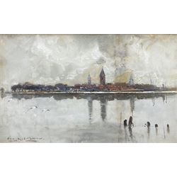 Frank Henry Mason (Staithes Group 1875-1965): Dutch Coastal Town, watercolour signed 25cm x 41cm