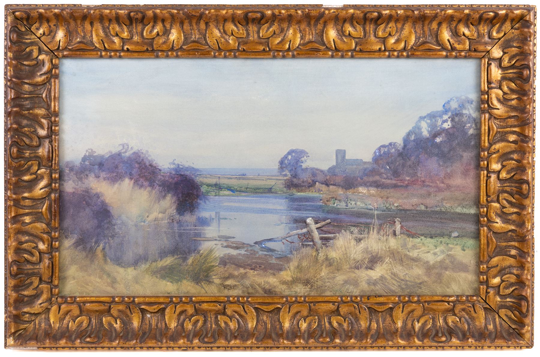 English School (19th Century): Summer Evening on a River, watercolour unsigned 29cm x 52cm