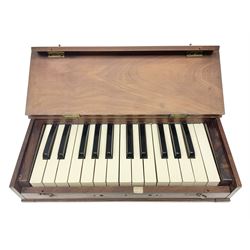 Late 19th/early 20th century clavier muet - mahogany cased mute keybpard with hinged lid L41cm