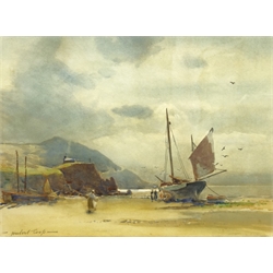  Hubert Coop (British 1872-1953): Sorting the Catch on the Beach, watercolour signed 27cm x 37cm  DDS - Artist's resale rights may apply to this lot  