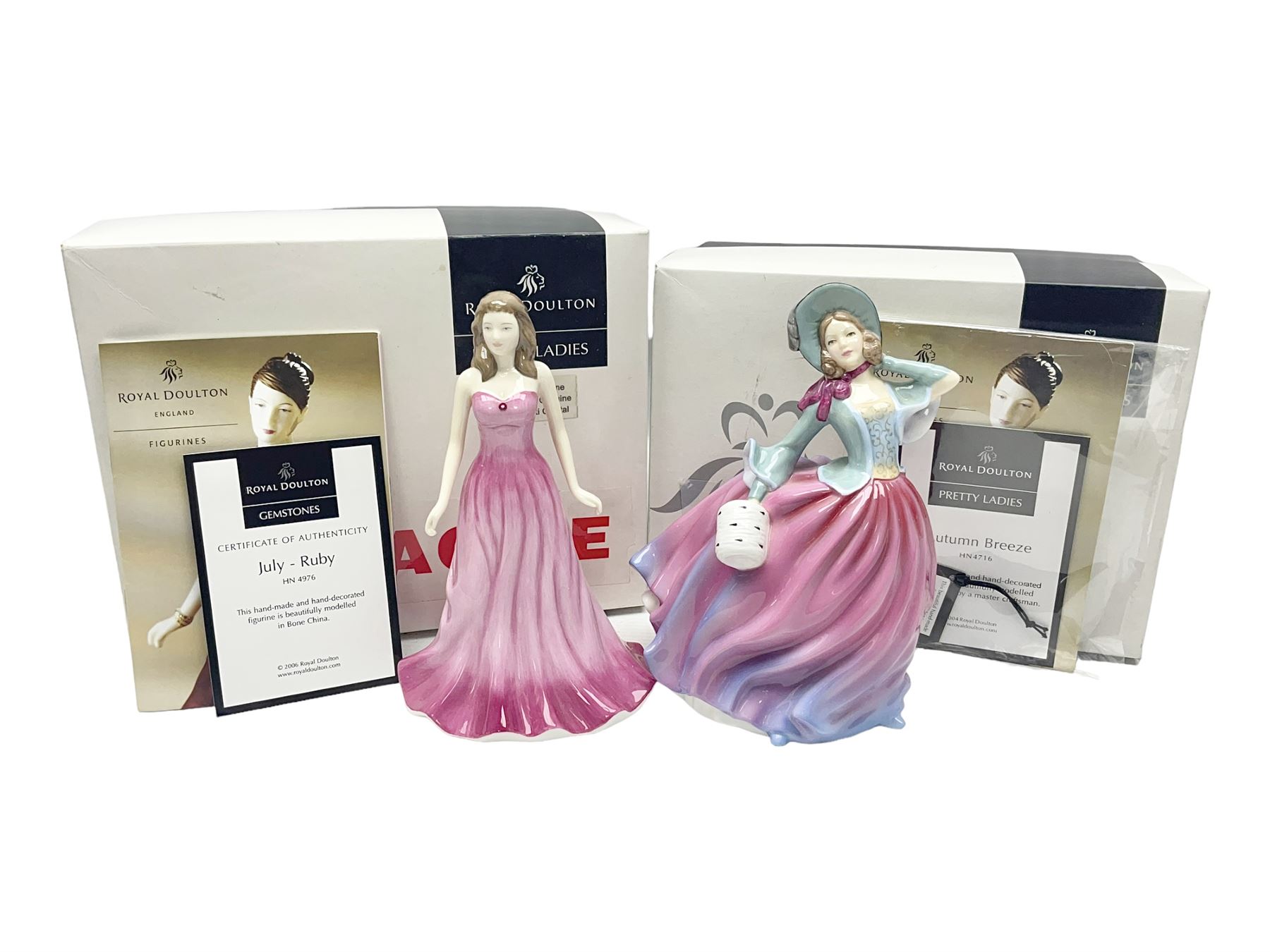 Two Royal Doulton figures Ruby HN4976 and Autumn Breeze HN4716, both with original boxes 