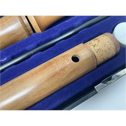 Three wooden recorders - 1970s Schotts 'Concert' three-piece tenor; 1990s Dolmetsch treble, cased; and 1980s Moech descant, cased (3)