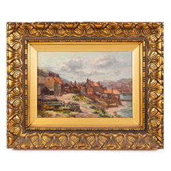 Augustus William Enness (British 1876-1948): Henrietta Street and Whitby East Cliff, oil on canvas signed with initials and dated '07, 24cm x 34cm