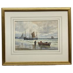 David Gould Green (British 1854-1917): Fishing Boats on the Beach, watercolour signed 22cm x 32cm