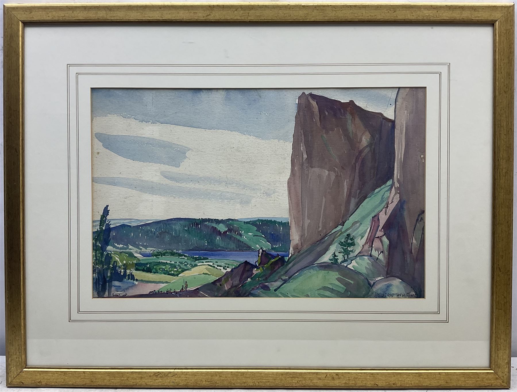 Frederic Whiting (British 1874-1962): Herding Goats in the Mountains, watercolour signed 31cm x 49cm