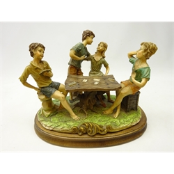  Capodimonte style 'Card Players', H28cm  