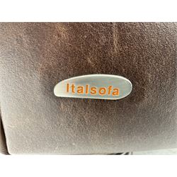 Barker & Stonehouse - Italsofa two seat traditional shape sofa upholstered in brown leather, turned front feet