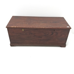 Victorian stained pine blanket box, hinged lid, W120cm, H49cm, D52cm