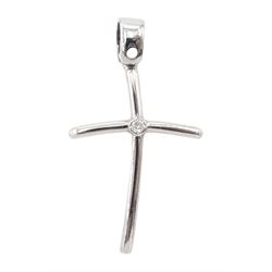 14ct white gold cubic zirconia cross pendant, stamped 585