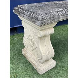 Weathered composite stone curved three piece garden bench - THIS LOT IS TO BE COLLECTED BY APPOINTMENT FROM DUGGLEBY STORAGE, GREAT HILL, EASTFIELD, SCARBOROUGH, YO11 3TX