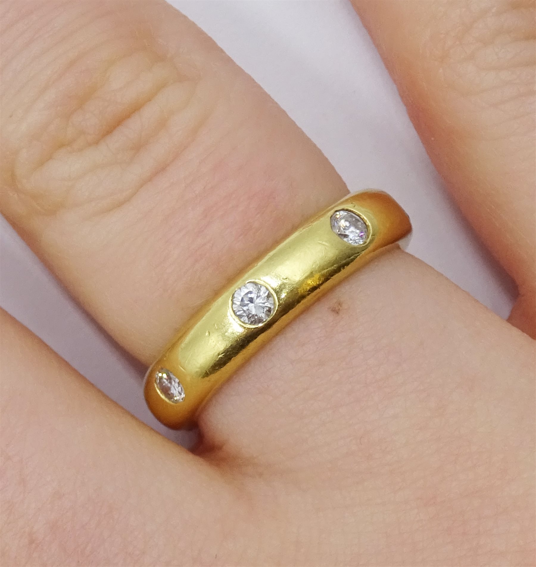 18ct gold diamond full eternity ring rubover set, London 1993