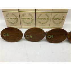 Beswick set of horse head wall plaques 'Champions all', comprising Arkle no.2700, The Minstrel no.2701, Red Rum no.2702, Troy no.2699, all with original boxes