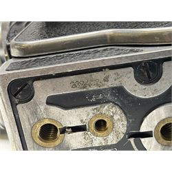 Paillard Bolex H16 RX5 cine camera body with turret for interchangeable lenses, serial no. 232492, with 'Switar H16RX 50mm f1.4' lens, serial no. 667880, 'Switar H16RX 25mm f1.4' lens, serial no.675510, 'Switar H16RX 16mm f1.8' lens, serial no. 884046 and RX fader, in fitted leather carrying case