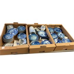 Large collection of Royal Copenhagen, mainly collectors plates, together with vases and cups 
