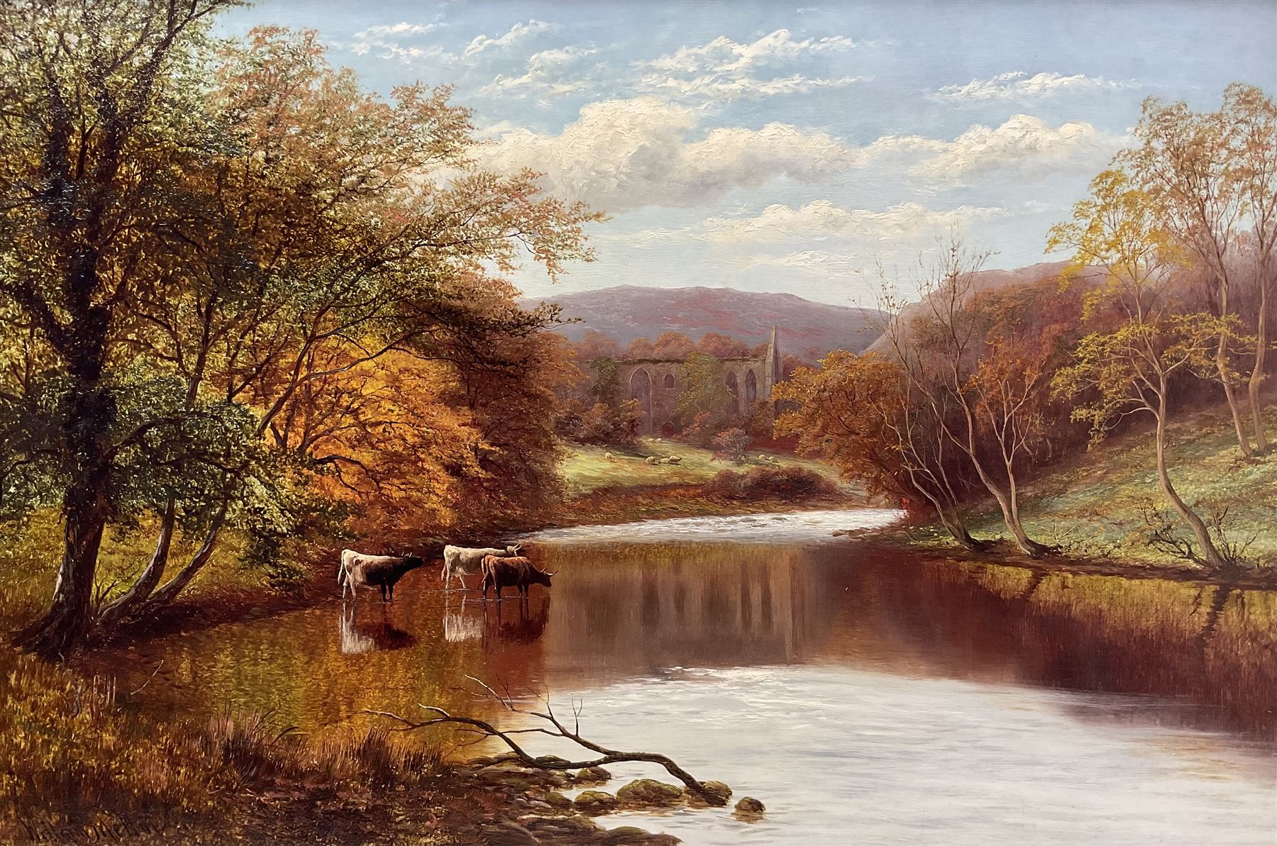 William Mellor (British 1851-1931): Bolton Abbey, oil on canvas signed 59cm x 90cm