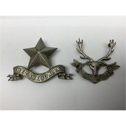 Thirteen Scottish metal Glengarry badges including Black Watch, Highland Regiment, Cameronians, Argyll & Sutherland, Seaforth Highlanders, Kings Scottish Own Borderers etc