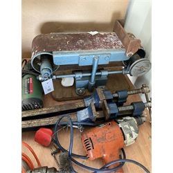Pair of heavy duty clamps , drills, heat gun , belt sander . - THIS LOT IS TO BE COLLECTED BY APPOINTMENT FROM DUGGLEBY STORAGE, GREAT HILL, EASTFIELD, SCARBOROUGH, YO11 3TX