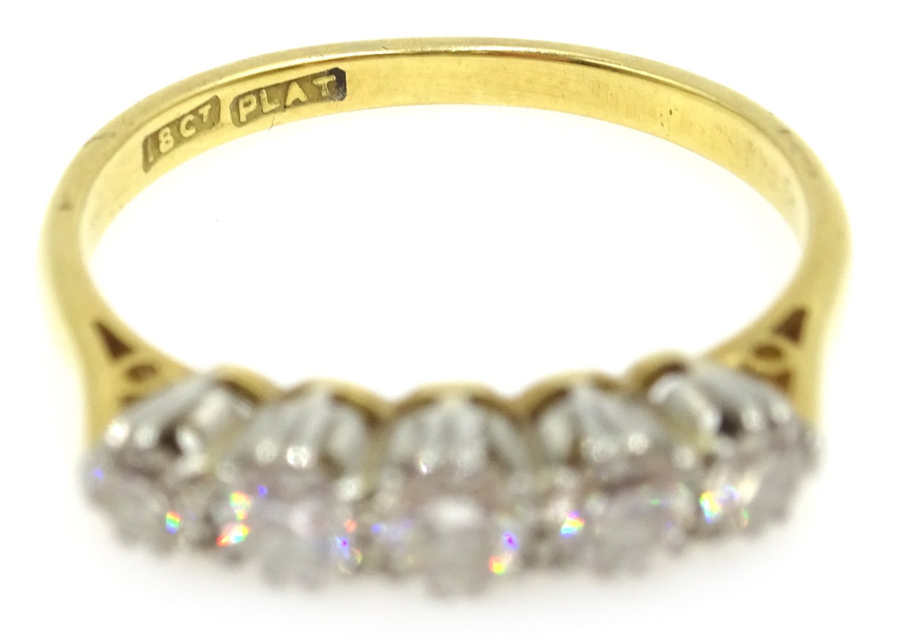 Five stone diamond ring stamped 18ct plat Jewellery, Watches & Silver