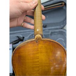 20th century violin, bearing label for Antonius and Hieronymus Amati, with bow stamped G. Werner, contained within fitted case