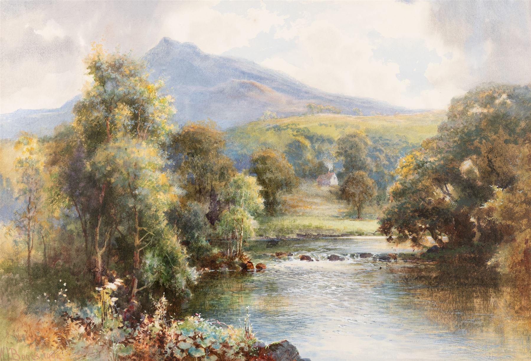 William Joseph Boyes (British 1871-1919): On the River Llugwy - North Wales, watercolour signed and dated 1902, titled verso; together with William Henry Earp (British 1831-1914): Loch Leven, watercolour signed, titled verso max 36.5cm x 34cm (2)