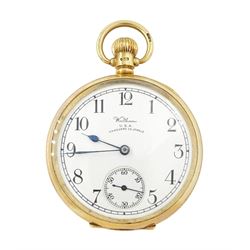 Early-mid 20th century 9ct gold open face Vanguard keyless lever pocket watch by Waltham, ...