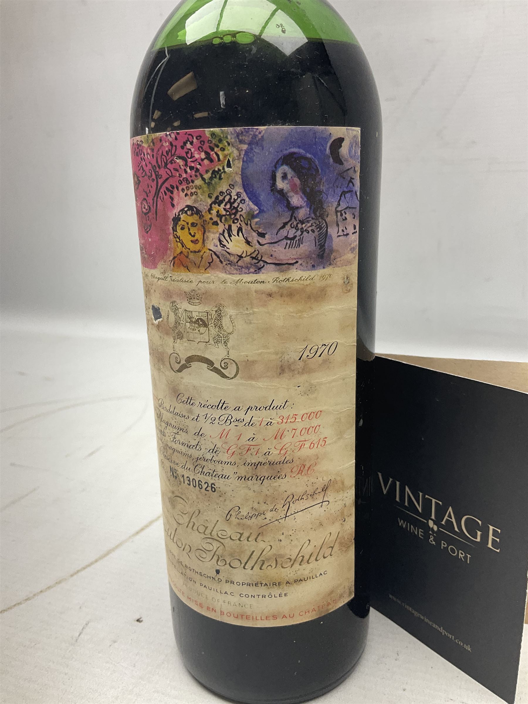 Chateau Mouton Rothschild, 1970, Grand Cru Classe Pauillac, unknown contents and proof 