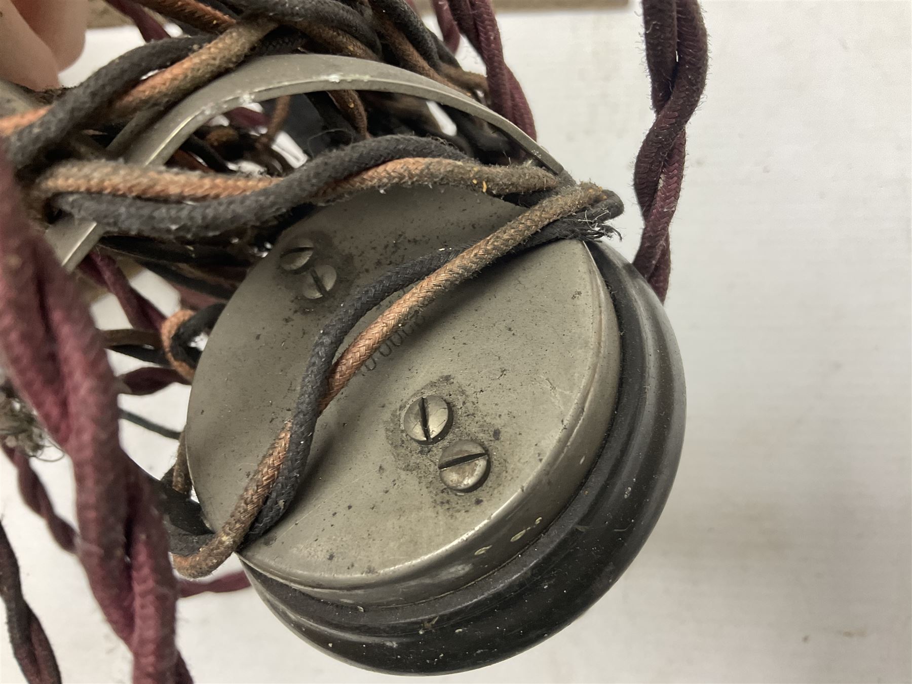 Crystal radio set, housed in pine case with headphones