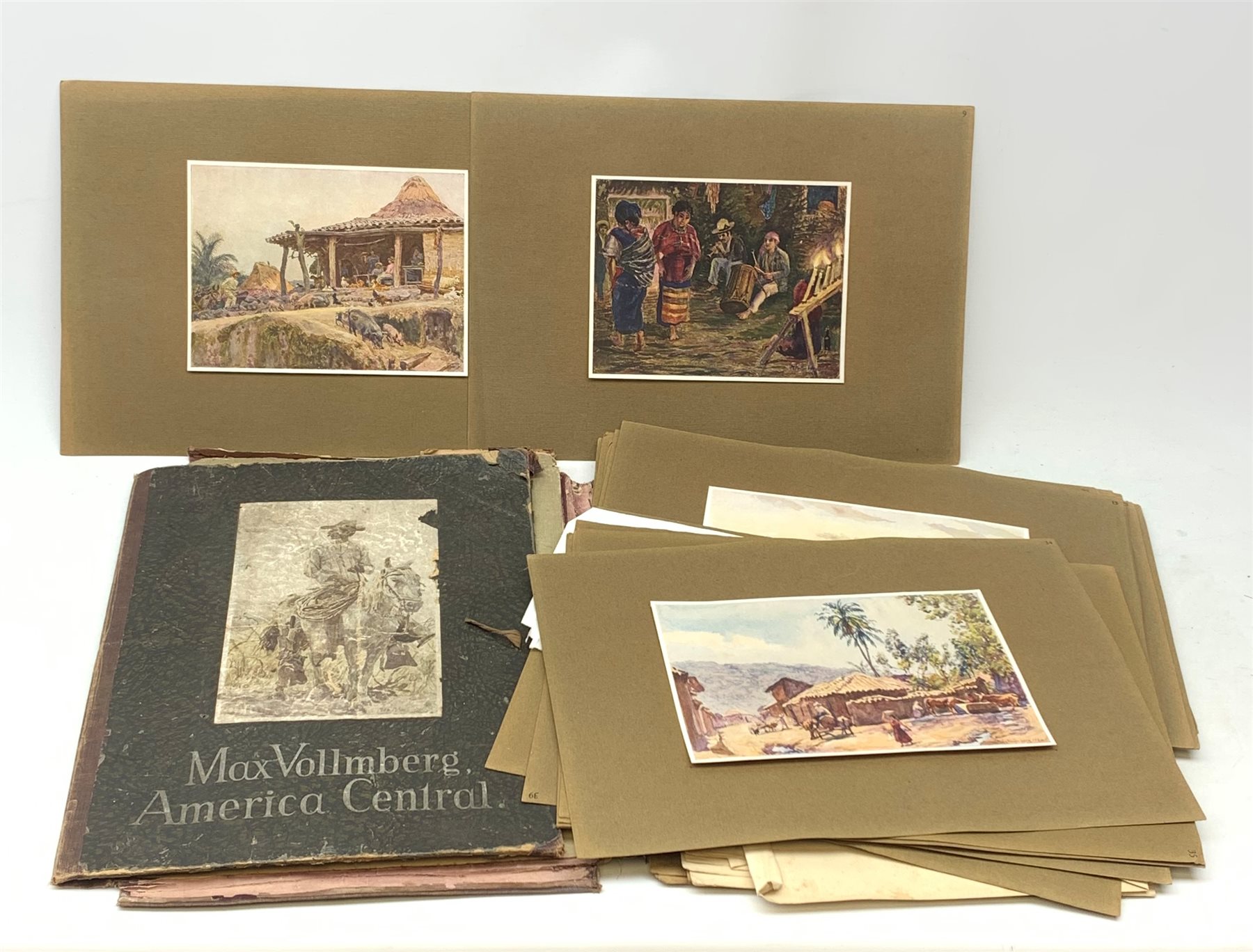 Max Vollmberg (1882-1961), a folio containing a selection of reproductions of works relating to Central America, containing approximately forty colour reproductions, together with index and preface, images approximately 15.5cm x 23cm.