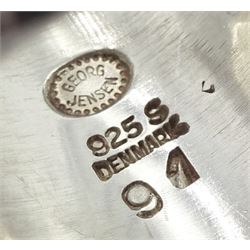 Georg Jensen silver modernist design ring designed by Nanna Ditzel, No. 91, London import mark 1973