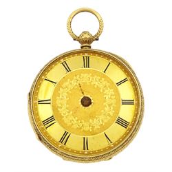 Victorian 18ct gold open face key wound fusee lever pocket watch by Rhodes & Son, Bradford...