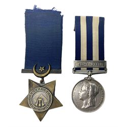 Victoria Egypt 1882 Medal with Tel-El-Kabir clasp awarded to 123(?9)17 Driv. Jas. Ryan N/2 Bde. R.A. with ribbon; and Khedive's Egypt 1882 Star, unnamed but attributed to Driver Ryan, with ribbon (2)