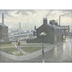 Steven Scholes (Northern British 1952-): 'The Old Gas Lamp 1962', oil on canvas signed 28.5cm x 38cm