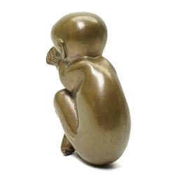 Catharni Stern (British 1925-2015) -  Bronze sculpture of a baby in the foetal position 22cm, etched signature and with Alwin Gallery leaflet 