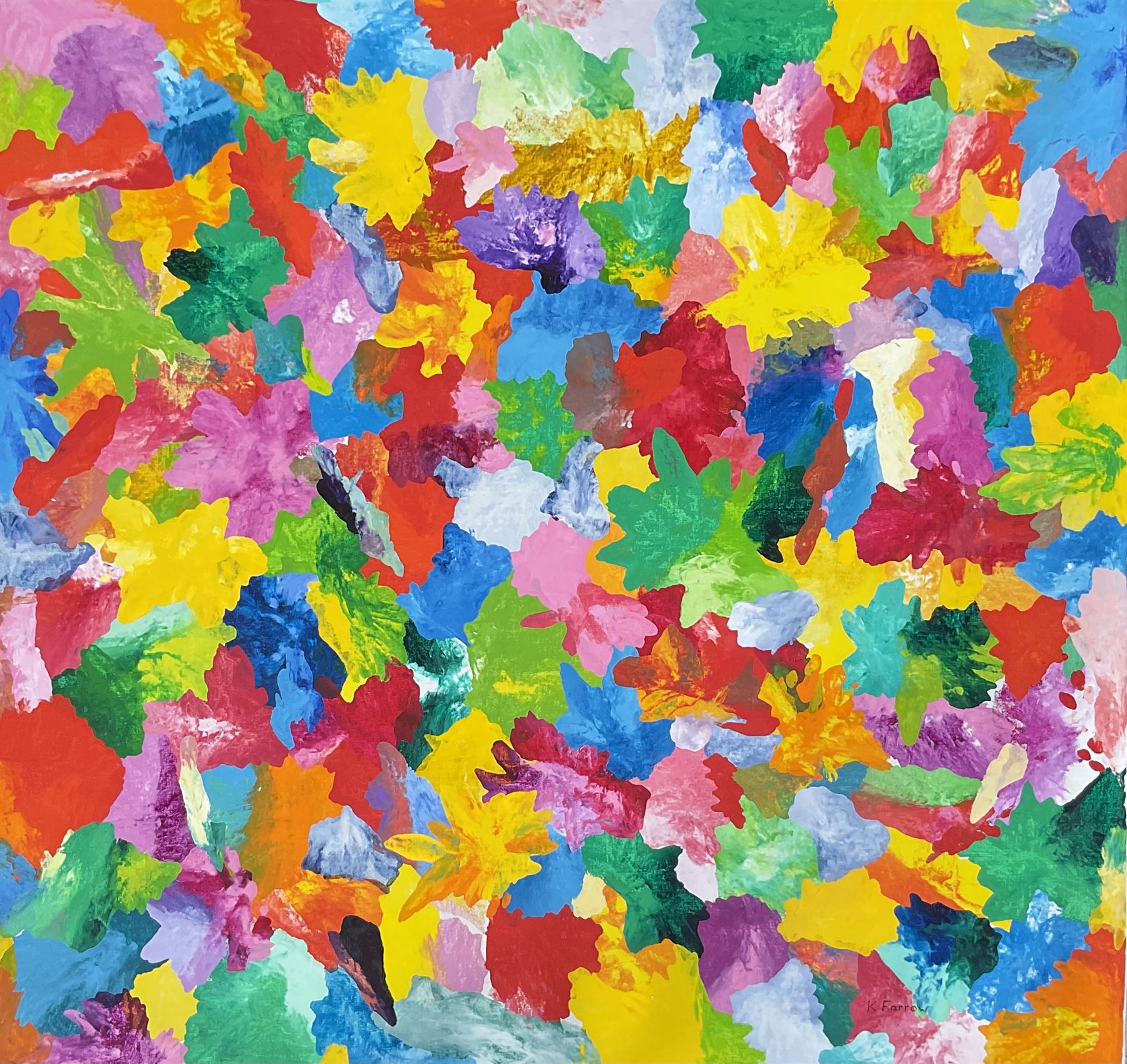Kieron Farrow (British 1949-): ‘September' - Breakthrough Series, oil on linen signed, titled and dated 2021 verso 195cm x 200cm (unstretched)
