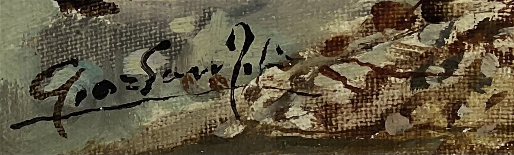 Felice Giordano (Italian 1880-1964): 'Small Harbour in Capri', oil on canvas signed 35cm x 49cm