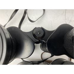 Twelve pairs of binoculars to include BWCF 7x35 Extra Wide Angle, Carl Zeiss Jena Delturis 8x24, Carl Zeiss Jena Jenoptem 8x30W, Chinon Countryman 10x50,  Ajax 8x30, Regent 16x50, etc,  some with cases