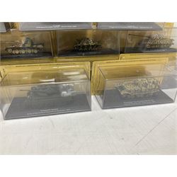 DeAgostini The Combat Tanks Collection -  forty-six periodical issued die-cast models of tanks; in plastic display cases in unopened blister packs (46)