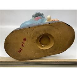 Fibreglass promotional/advertising group of Tom & Jerry, Tom standing wearing a blue track suit with his left hand resting on Jerry's head H63cm