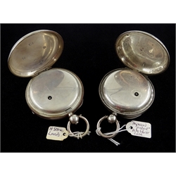  Silver key wound pocket watch signed H Stone Leeds no 39959, case by Dennison Birmingham 1909, an improved patent pocket watch silver case dated Chester 1889  