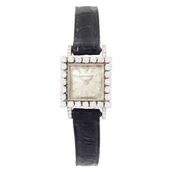 Jaeger-LeCoultre ladies 18ct white gold diamond manual wind wristwatch, back case No. 7558...